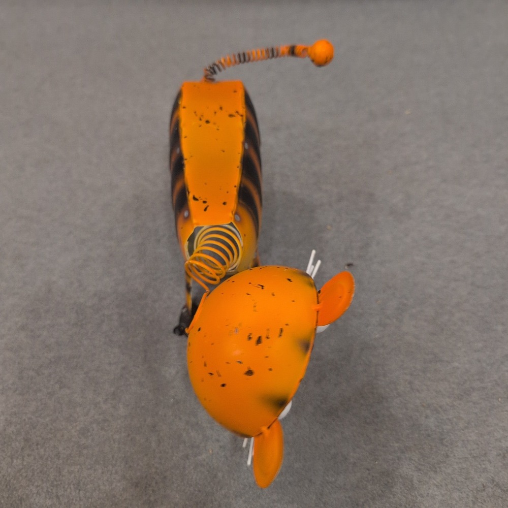 Metal Tiger Bobblehead Figurine Orange Black Striped Spring Tail Decor Auburn - Picture 7 of 7